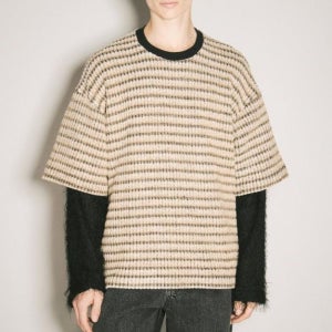 송포더뮤트 더블 레이어드 퍼지 슬리브 스웨터 베이지 242 MJP025 RIBDBGE 26 SS 115643342