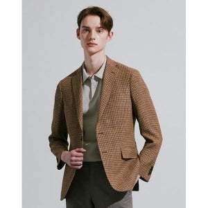 [마에스트로]  브라운 체크 울린넨 SS 긴팔자켓 MAJA3B901W1