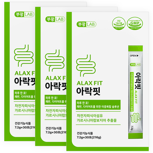 부광LAB 하루한포 <b>쾌변</b> 다이어트를 위한 이중복합 솔루션 아락핏 30포 X 3개