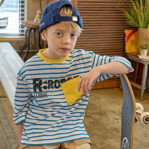 [알로봇]  알로봇 R.CLUB STRIPE 7부 티셔츠(14319-331-03)_BL