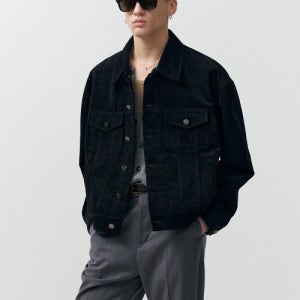 [노이어] 벨벳 텍스쳐 데님 트러커 자켓 (블랙) N24WJK11-BK