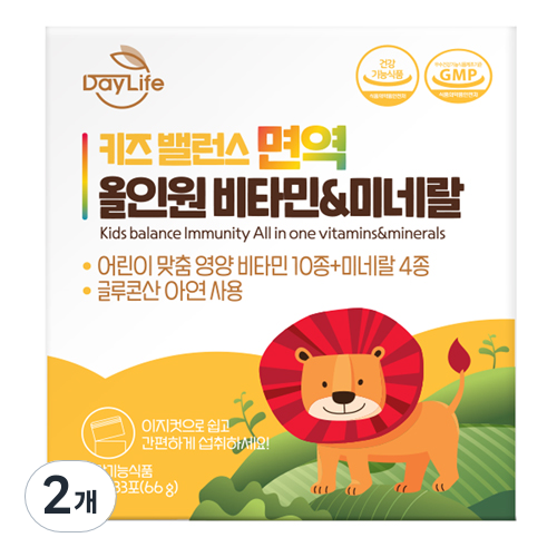<b>데이라이프</b> 키즈 밸런스 면역 올인원 비타민&amp;<b>미네랄</b>  66g  2개
