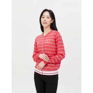 [크로커다일레이디]  코랄핑크 스트라이프 집업 가디건 CLBSSW202
