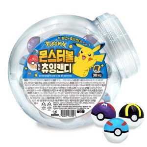 나무인터내셔널 포켓몬 몬스터 볼 모양 츄잉캔디 5g 30개입 오렌지맛 캐릭터 캔디  착한아이 선물 개별포장