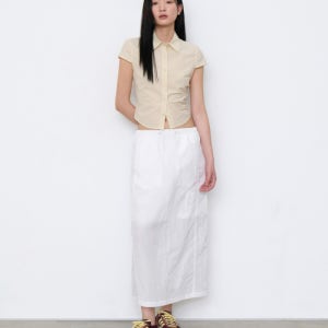 [무신사 스탠다드 우먼] 우먼즈 나일론 밴딩 롱 스커트 [화이트] MWESK4Z01-WH