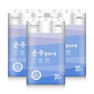 잘풀리는집 미래생활 잘풀리는집 순수PURE 천연펄프 3겹 화장지 25m x 30롤 x 3팩
