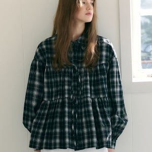 [오더먼트바이보카바카] Check Ribbon Shirring Blouse VC2512BL101M_2color