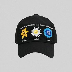 [마이딥블루메모리즈] 시그니처 탄생화 꽃 볼캡 블랙 (핏, 원단 변경)