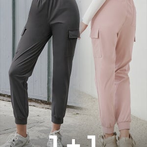 밴딩바지 에코텍 하이 면바지 카고 조거팬츠 1+1 트레이닝팬츠