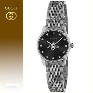 구찌 꿀벌 실버 메탈 시계 블랙 YA1265020