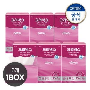 크리넥스 내일도착 실크소프트 플러스 각티슈 250매 3입X6개총18개)
