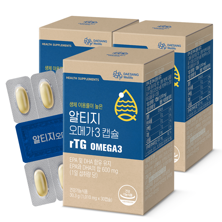 대상웰라이프 알티지 오메가3 (1 010mg) <b>혈액순환</b>개선 30캡슐 3개  30정