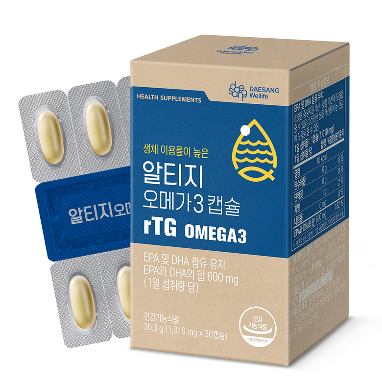 대상웰라이프 알티지 오메가3 (1 010mg) <b>혈액순환</b>개선 30캡슐 1개  30정
