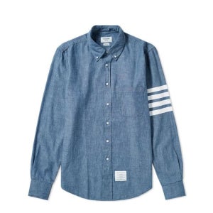 톰브라운 버튼 셔츠 다운 샴브레이 MWL272E 00111 450