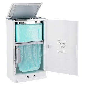 매직캔 히포2 휴지통 MH250WCRA 21L 크롬화이트  4중 오토실링 기저귀 쓰레기통 거실 화장실 주방 사무실용 ABS