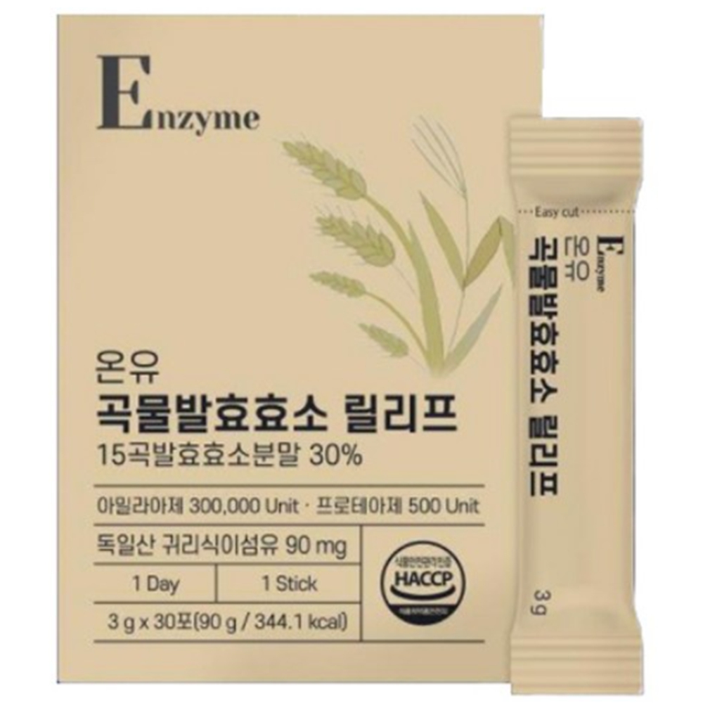 온유바이오 <b>온유 곡물발효효소 릴리프</b> 30p  4개  90g