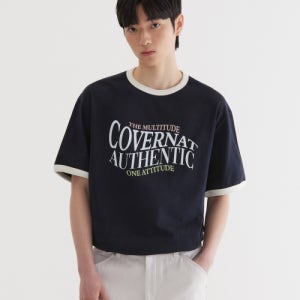 [커버낫] 타이포 그래픽 링거 티셔츠 Dark Navy CO2502ST12DN