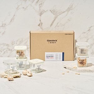 글라스락 글라스락 베이비 눈금 이유식용기 큰용량 270ml 혼합 6조 선물세트 (코코넛밀크)