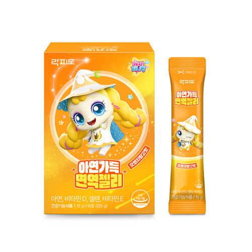 대상웰라이프 락피도 캐치티니핑 <b>시즌</b>5 <b>아연</b>가득 면역젤리 (15포) 어린이영양제 <b>아연</b> 면역기능 젤리