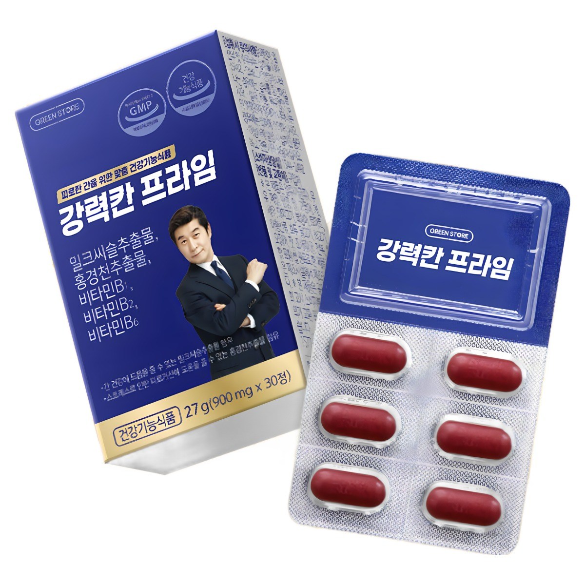 [한정수량 아울렛] 그린스토어 <b>강력칸</b> 프라임 밀크씨슬추출물 홍경천추출물  1개  30정