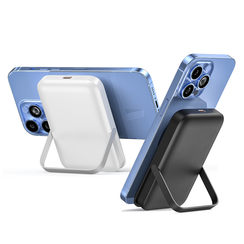 로랜텍 스탠드 고속 무선충전 맥세이프 보조배터리 10000mAh, 화이트