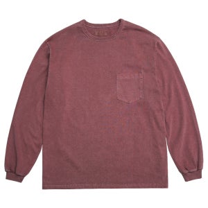 솔티 - Pigment Long Sleeve Poket T-Shirts (Deep Red)