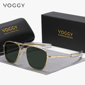 VOGGY 패셔너블 심플 파일럿 경량 금속 보호 편광 선글라스, 남녀 공용 - 운전, 사이클링, 하이킹, 캠핑, 낚시, 여행, 야외 활동, 파티 장식 및 선물용