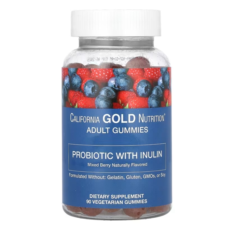 캘리포니아골드뉴트리션 <b>프로바이오틱스</b> 위드 이눌린 구미 내추럴 <b>믹스 베리</b> 맛 90구미젤리  1팩  90정