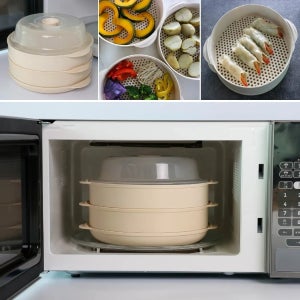 국내생산 이로홈 잔자레인지 찜기 2단 세트 전자레인지용기 만능찜기 라면 만두 고무마 감자 야채 계란찜