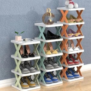 조립식 신발장 3단(그린) 운동화 구두 신발 수납장 D