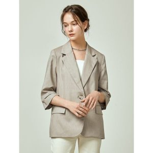 [이앤씨] EnC 브라운 린넨 원버튼 7부 ENJK32510A