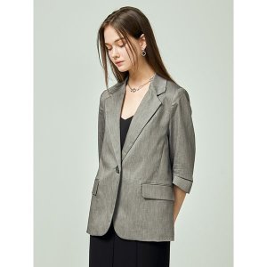 [이앤씨] EnC 블랙 린넨 원버튼 7부 ENJK32510A