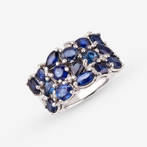 14k,18k 3.81CT 블루 사파이어 클러스터 반지