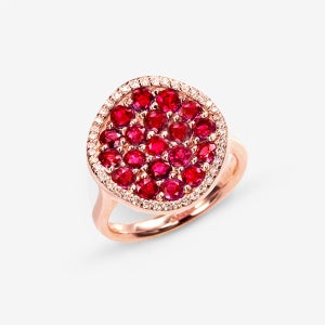 14k,18k 1.97CT 루비 클러스터 헤일로 반지