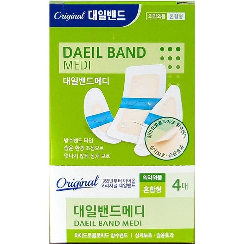 (WB89D2A) 대일 <b>메디</b> 하이드로 밴드 혼합형 4매x3케이스