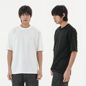 레이어드 크루넥 반팔 티셔츠 260g 헤비웨이트 오버핏, 페퍼시즈닝