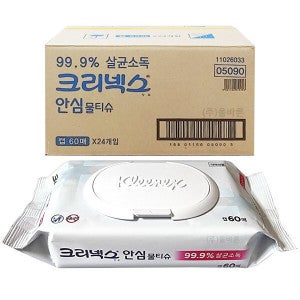 크리넥스 크리넥스 안심물티슈(99.9%항균)캡형 60매x24팩-박스