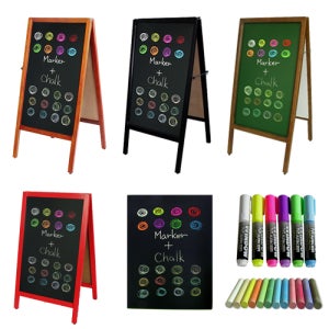 칠판 입간판 분필 네온마커 겸용 원목 나무 블랙보드 카페입간판 A형 블랙보드 카페 음식점 메뉴 양면칠판