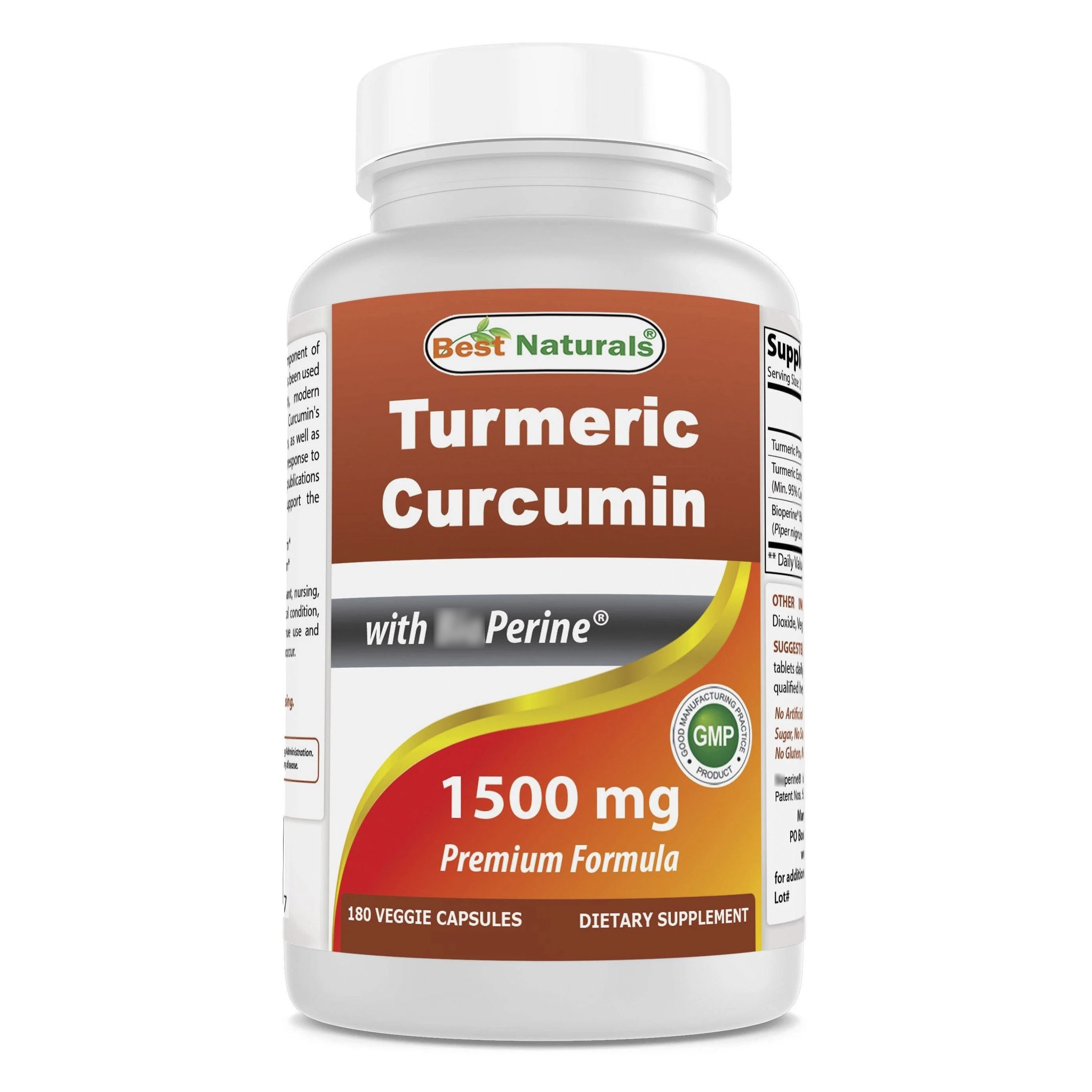 베스트네츄럴스 <b>터메릭</b> 커큐민 바이오페린 1500mg 베지 캡슐  180정  1개