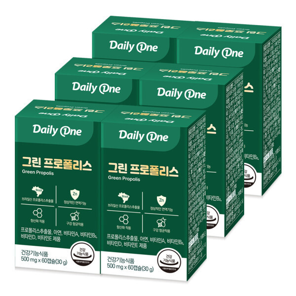 데일리원 그린 <b>프로폴리스</b> 츄어블 브라질 플라보노이드 6통