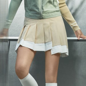 여성 밑단 배색 플리츠 큐롯(X2PQU6781BE)