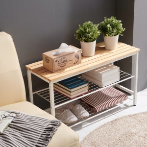 다나 벤치신발장 철제선반 베란다 좁은현관 벤치형 신발장 3단 다용도 수납 슬림 화분받침대