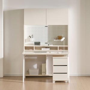 마홀앤 모꼬 1200 전면책상 책장세트 아이보리