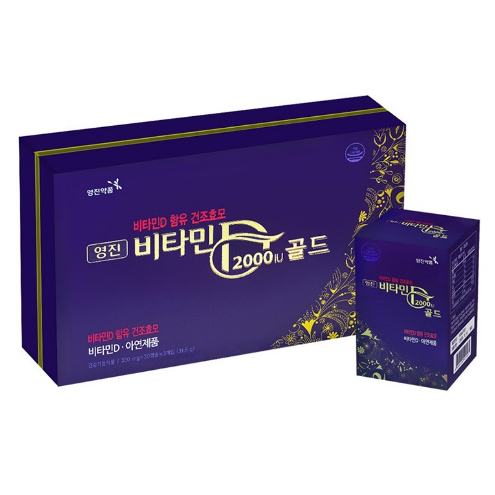 영진약품 <b>비타민</b>D 2000IU 골드 350mg x 90캡슐, 1개