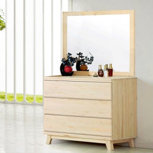 우트리 편백원목 3단 서랍장 미러세트