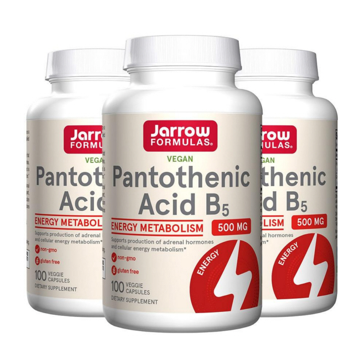 자로우 <b>판토텐산</b> 비타민B5 500mg 100캡슐 재로우 포뮬러스 베지캡슐  100 Count (Pack of 3)