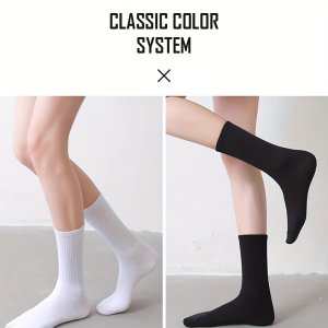 봄과 여름에 사용할 수 있는 얇은 스포츠 검은색과 흰색 양말, 단색 다용도 스포츠 양말 1켤레