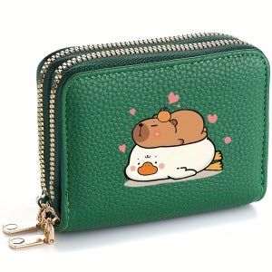 1pc DEABOLAR 귀여운 카피바라 더블 지퍼 지갑 - 