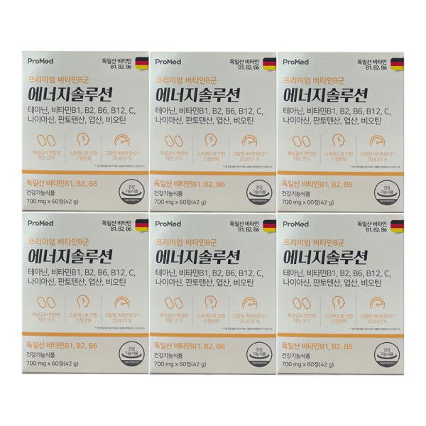 <b>프로메드</b> 프리미엄 비타민B군 에너지솔루션 700mg x 60정 6개