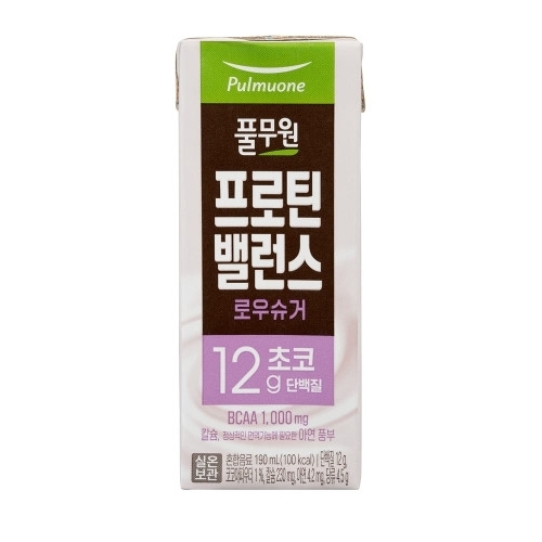 부산우유 <b>풀무원 프로틴</b>밸런스 로우슈거 초코 , 190ml, 6개